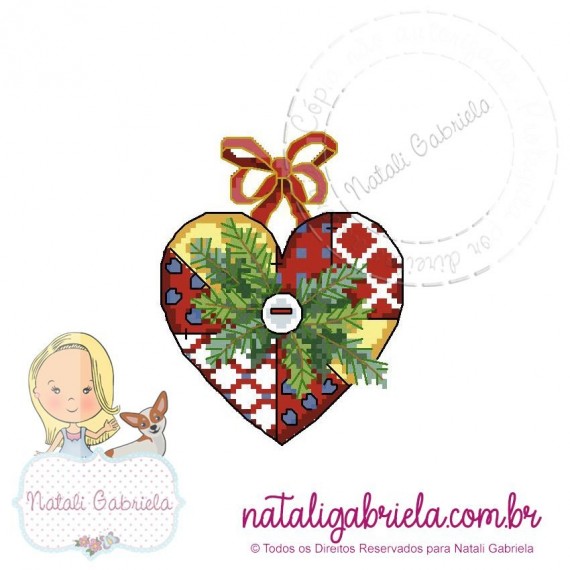 Matriz de bordado Coração natalino PXNG1 - 16cm
