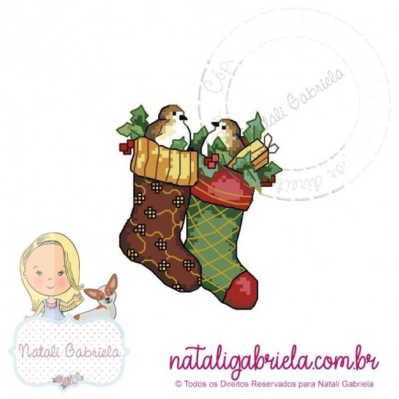 Matriz de bordado Meias de natal PXNG1 - 15cm