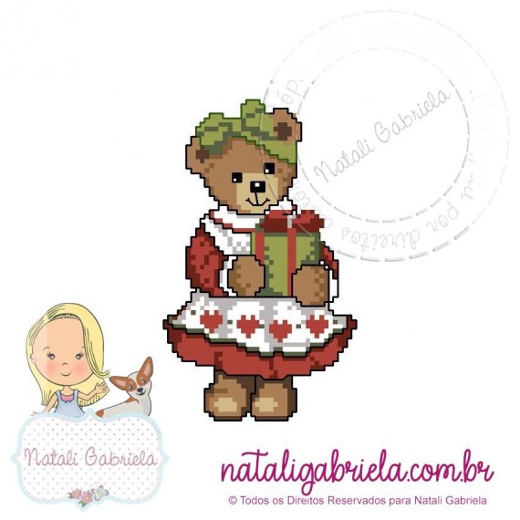 Matriz de urso natalino bordar à máquina.