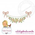 Matriz Floral  com laço para bordar à máquina.