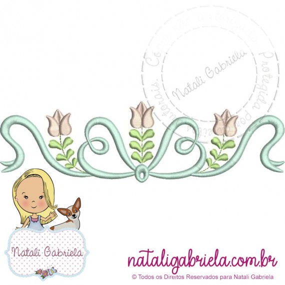 Matriz de Bordado Floral Laço NG12