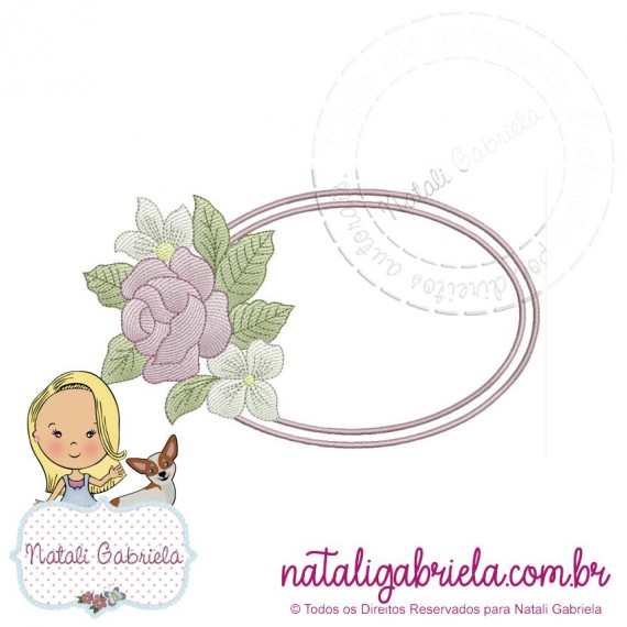 Matriz de bordado moldura floral