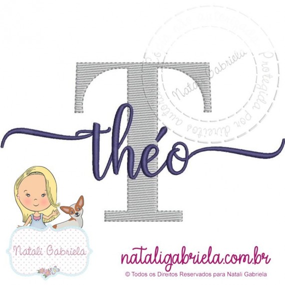 Matriz de nome Théo para bordar à máquina.