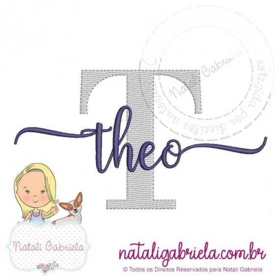 Matriz de Bordado Nome Theo NG1 18cm