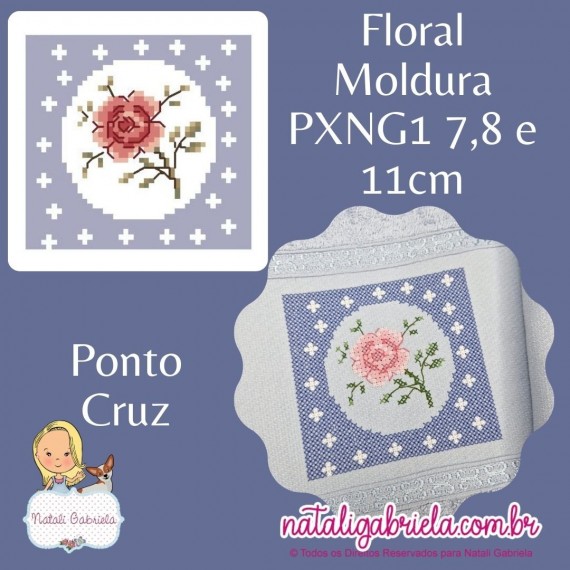 Matriz de Bordado Floral Moldura PXNG1