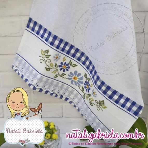 Matriz Floral em ponto cruz para bordar à máquina.