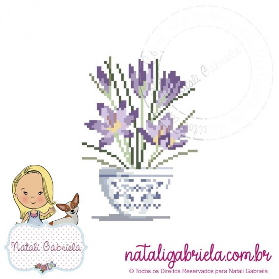 Matriz de flores em ponto cruz para bordar à máquina.