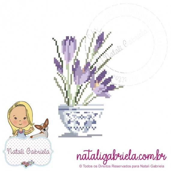 Matriz de flores em ponto cruz para bordar à máquina.