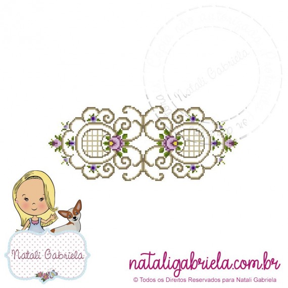 Matriz Floral em ponto cruz para bordar à máquina.