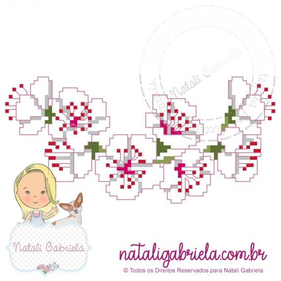 Matriz de Flor de cerejeira para bordar à máquina.