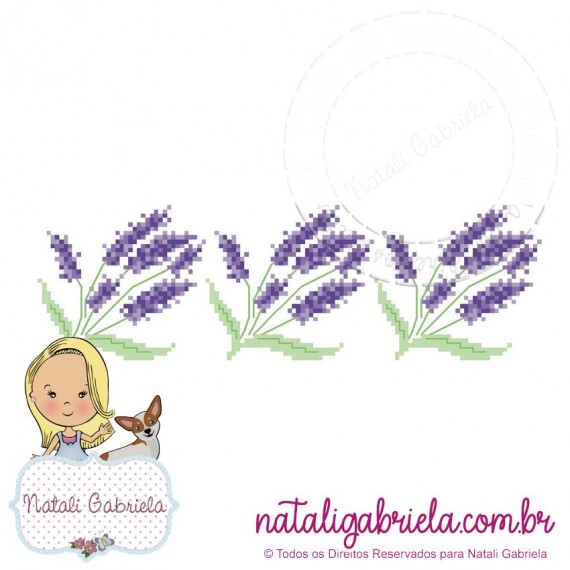 Matriz de Lavanda em ponto cruz para bordar à máquina.