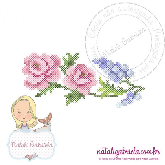 Matriz de Bordado Ramo Floral Ponto Cruz NG1