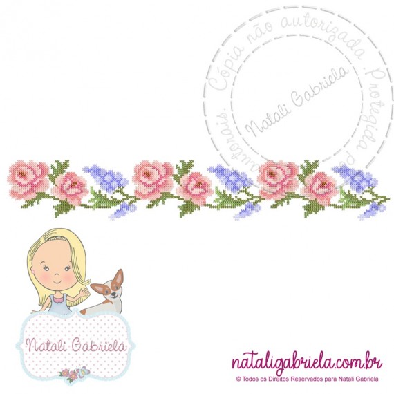 Matriz de Bordado Ramo Floral Ponto Cruz NG3