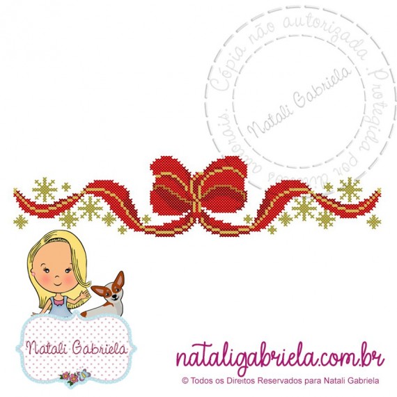 Matriz de Bordado Laço Natal Ponto Cruz NG2 - 21cm