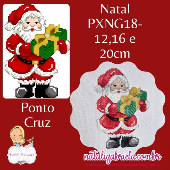 Matriz de Papai Noel em ponto cruz para bordar à máquina.