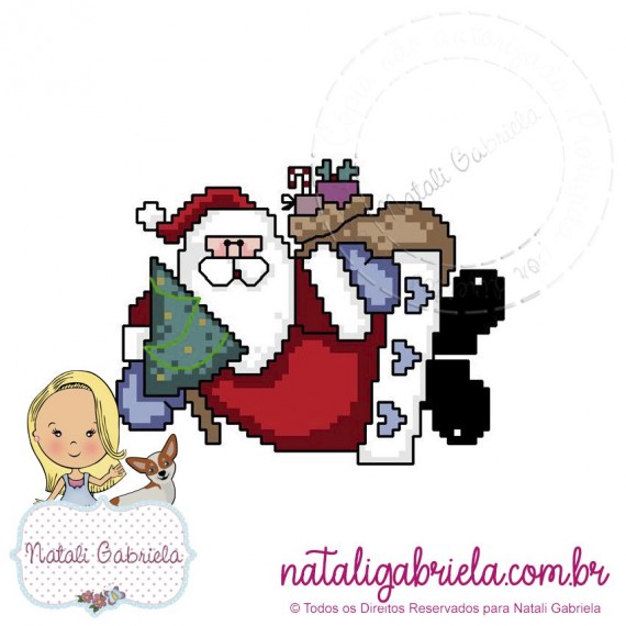 Matriz de Natal em ponto cruz para bordar à máquina.