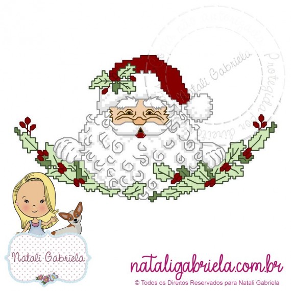 Matriz de Papai Noel em ponto cruz para bordar à máquina.