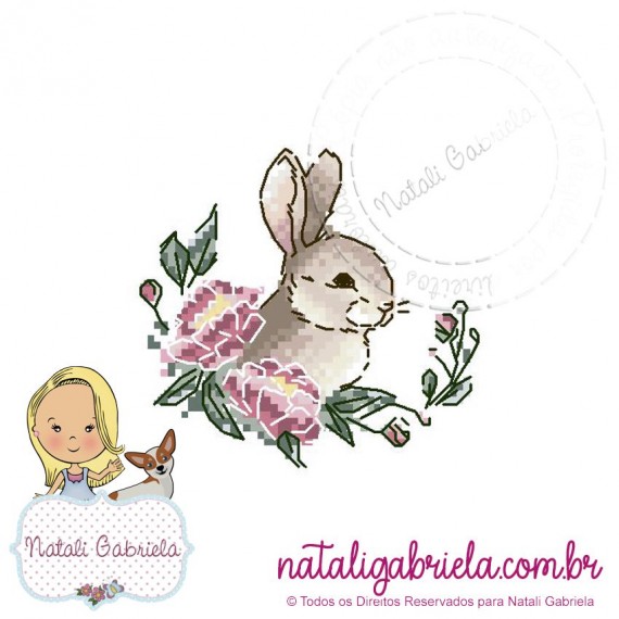 Matriz de Coelhos em ponto cruz para bordar à máquina.