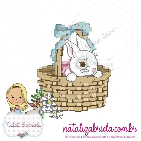 Matriz de Coelhos em ponto cruz para bordar à máquina.