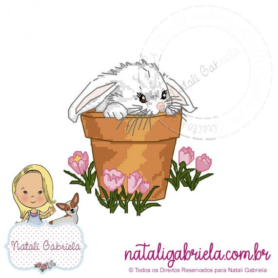 Matriz de Coelhos em ponto cruz para bordar à máquina.