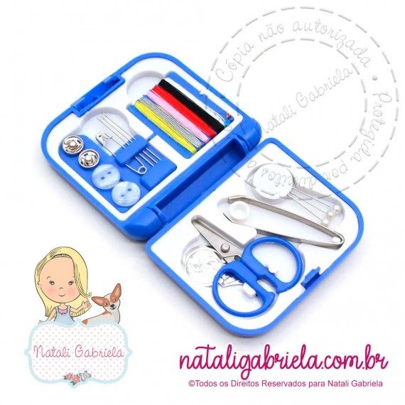 Kit Costura Portátil 15 Peças Azul