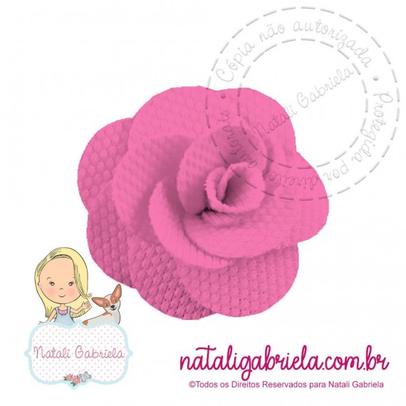 Rosa 3D de tecido para aplique 3cm - PINK