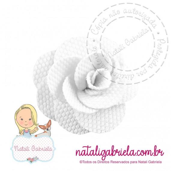 Rosa 3D de tecido para aplique 3cm - BRANCA