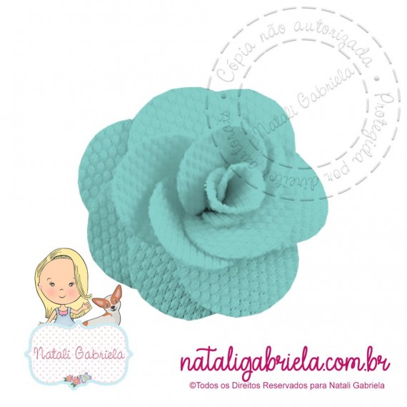 Rosa 3D de tecido para aplique 3cm - TURQUEZA