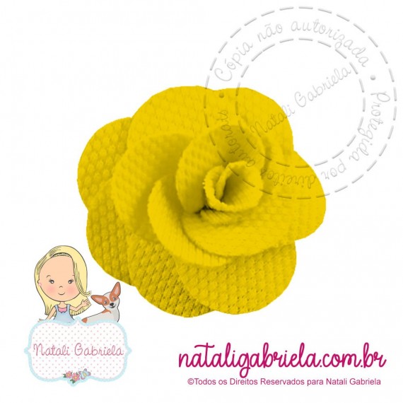 Rosa 3D de tecido para aplique 3cm - AMARELA