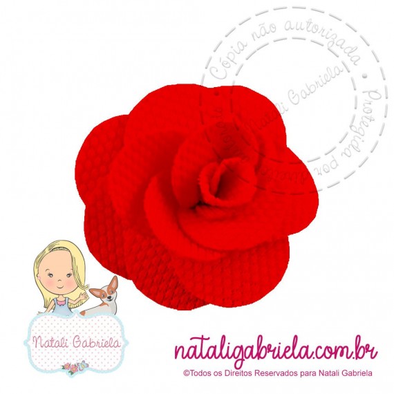 Rosa 3D de tecido para aplique 3cm - VERMELHA