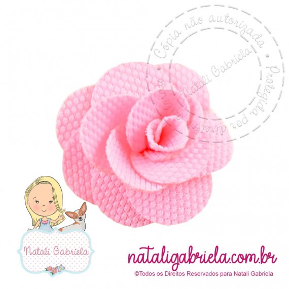Rosa 3D de tecido para aplique 3cm - ROSA CLARO