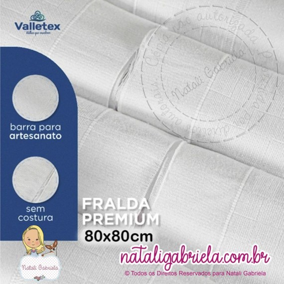 Fralda de Passeio 80x80 Quadriculada Premium com barrado - Valletex