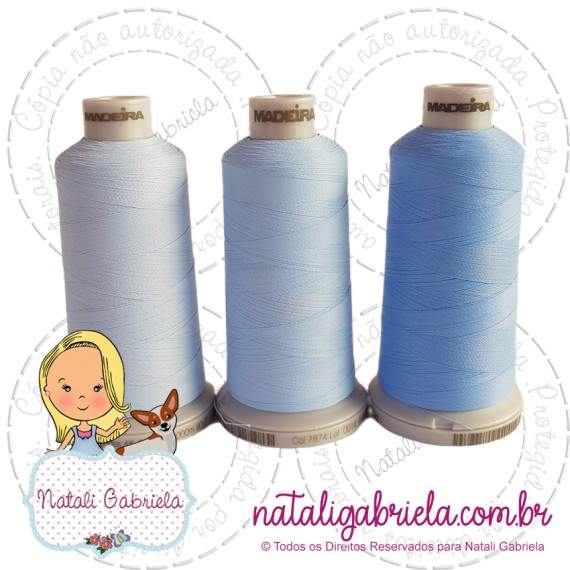 Trio Linhas Madeira 1000 metros AZUL BEBÊ 1
