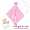 Naninha Flannel Gatinha Com Prendedor de Chupeta